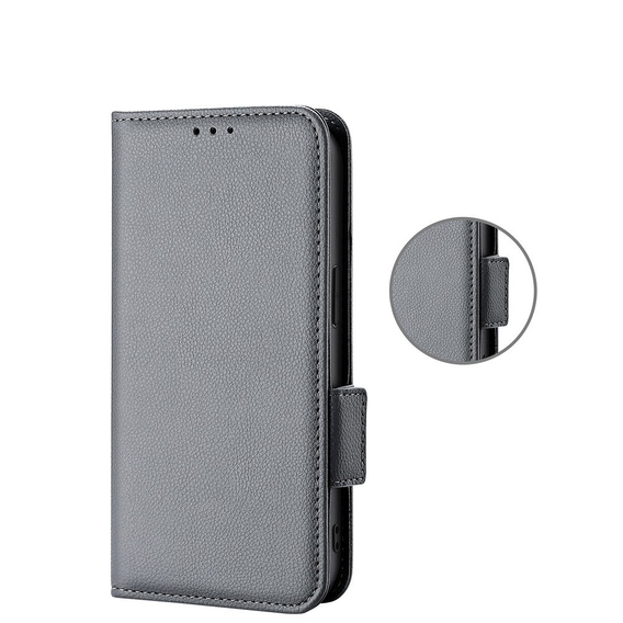 Cu clapetă pentru Xiaomi Redmi Note 12 5G / POCO X5 5G, Wallet Litchi Magnet, gri