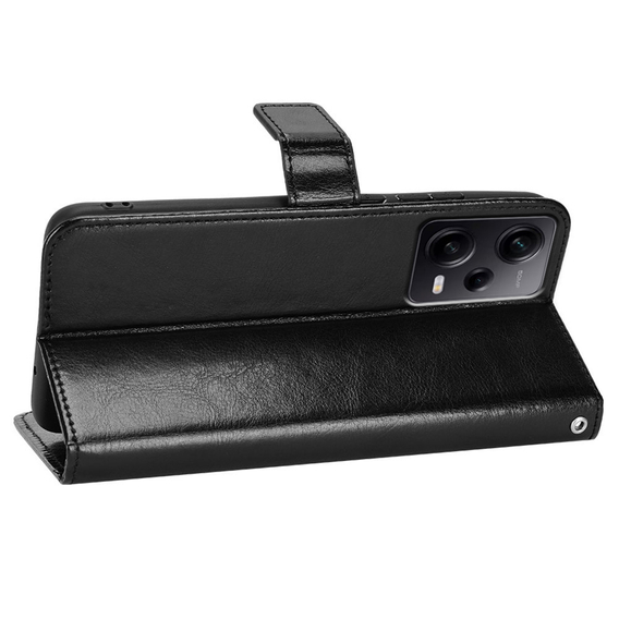 Cu clapetă pentru Xiaomi Redmi Note 12 Pro+ 5G, Crazy Horse Wallet, negru