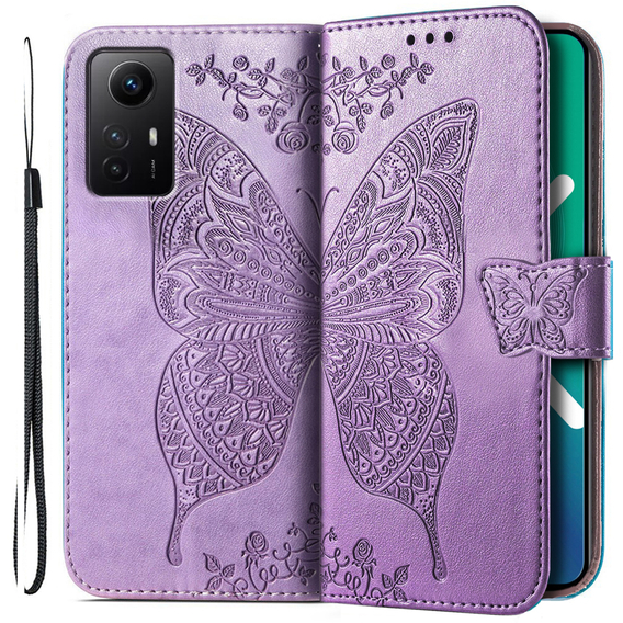 Cu clapetă pentru Xiaomi Redmi Note 12S, Butterfly, violet