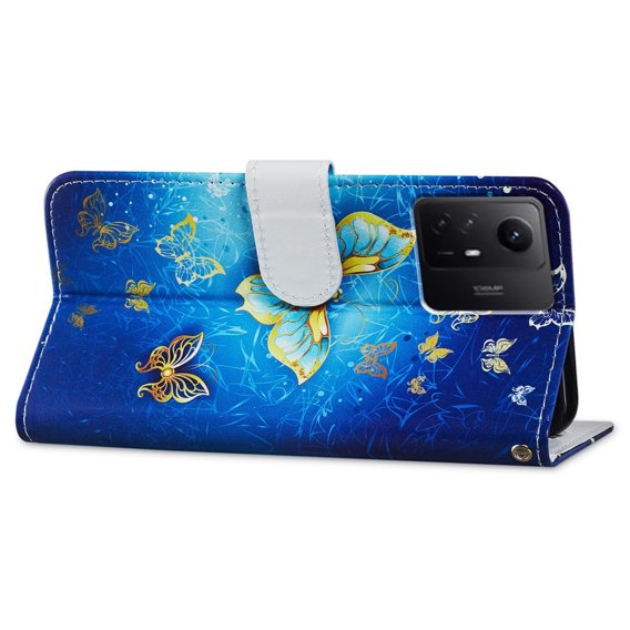 Cu clapetă pentru Xiaomi Redmi Note 12S, Wallet Butterfly, albastru