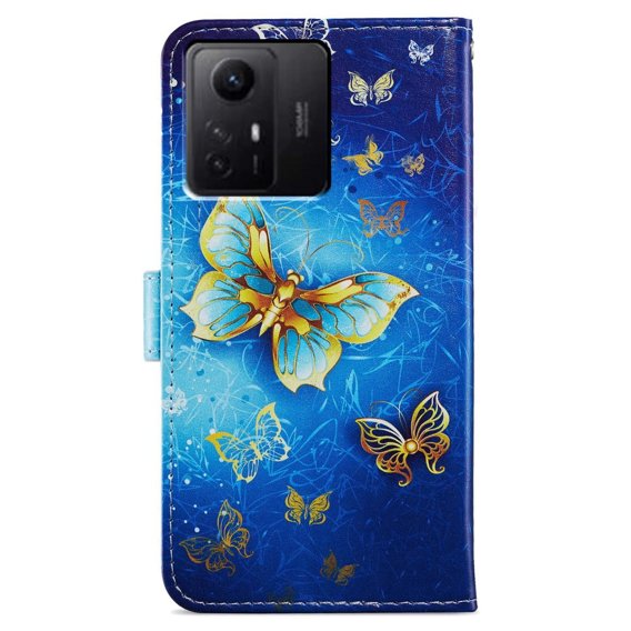 Cu clapetă pentru Xiaomi Redmi Note 12S, Wallet Butterfly, albastru