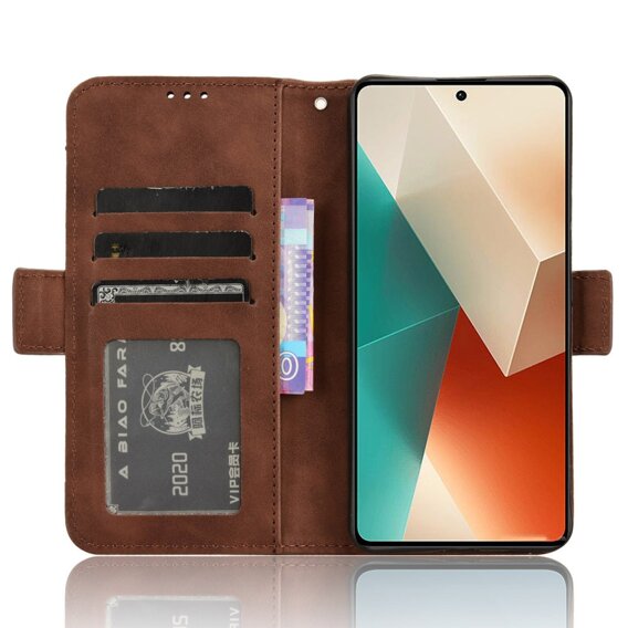 Cu clapetă pentru Xiaomi Redmi Note 13 5G, Card Slot, maro