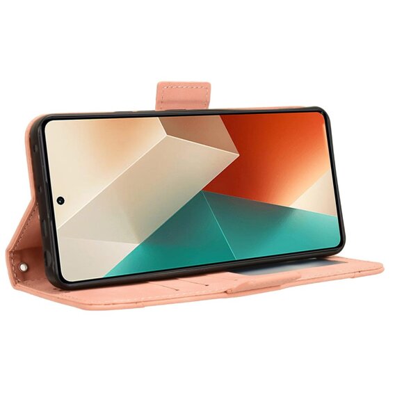 Cu clapetă pentru Xiaomi Redmi Note 13 5G, Card Slot, roz