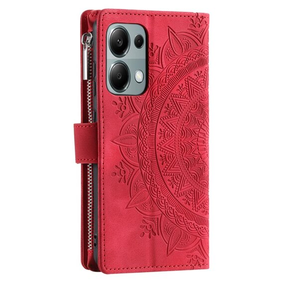 Cu clapetă pentru Xiaomi Redmi Note 13 Pro 4G, Mandala, roșu