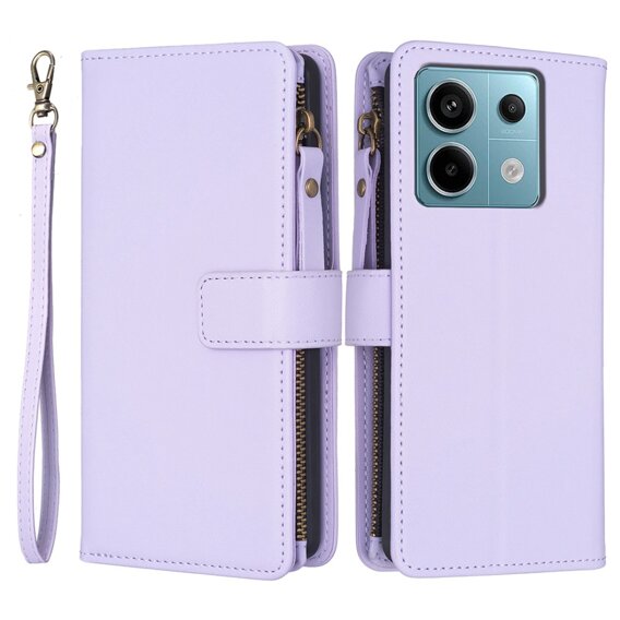 Cu clapetă pentru Xiaomi Redmi Note 13 Pro 4G, Wallet Zipper Pocket, violet