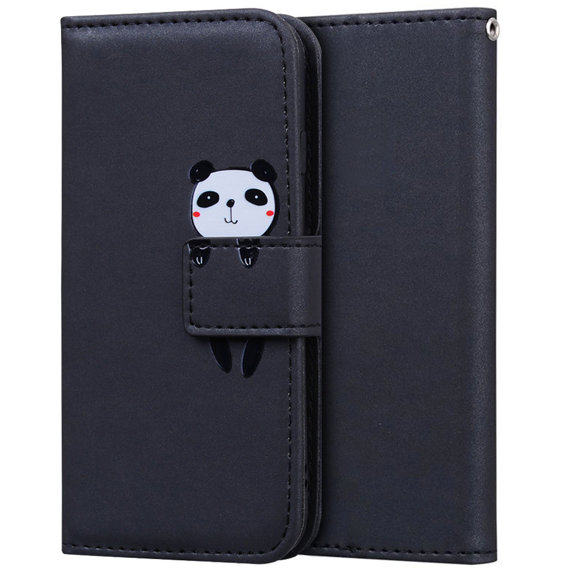 Cu clapetă pentru Xiaomi Redmi Note 8 Pro, Wallet Panda, negru