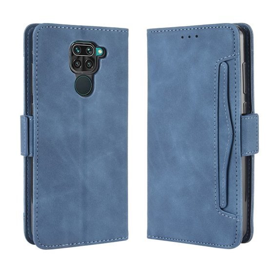 Cu clapetă pentru Xiaomi Redmi Note 9, Card Slot, albastru