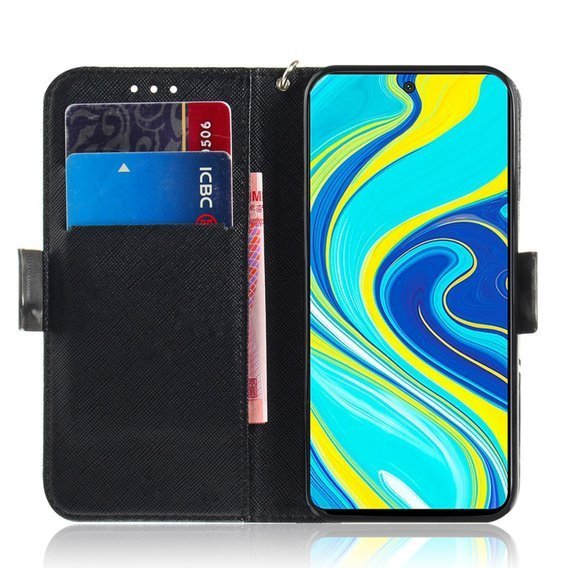 Cu clapetă pentru Xiaomi Redmi Note 9S / 9 Pro / 9 Pro Max, mandala, alb