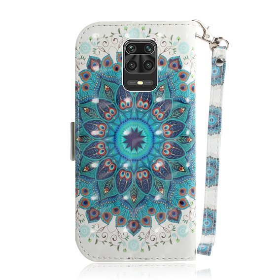 Cu clapetă pentru Xiaomi Redmi Note 9S / 9 Pro / 9 Pro Max, mandala, alb