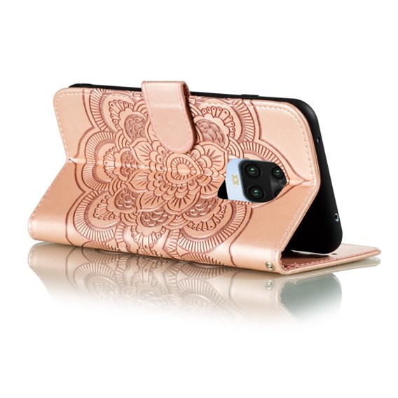 Cu clapetă pentru Xiaomi Redmi Note 9s/ 9 Pro, Mandala Flower, roz rose gold