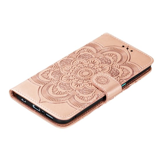 Cu clapetă pentru Xiaomi Redmi Note 9s/ 9 Pro, Mandala Flower, roz rose gold