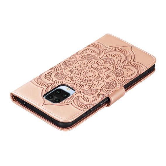 Cu clapetă pentru Xiaomi Redmi Note 9s/ 9 Pro, Mandala Flower, roz rose gold