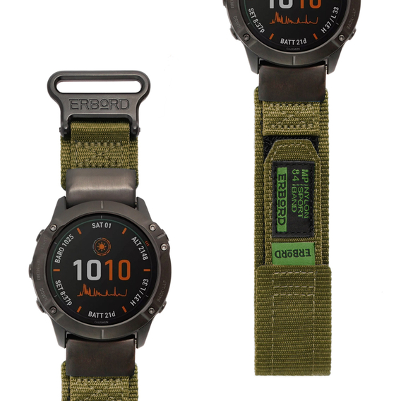 ERBORD MP84 Curea din nylon Quickfit pentru Garmin Fenix 5X/6X/6X PRO/7X (mărime M/L)