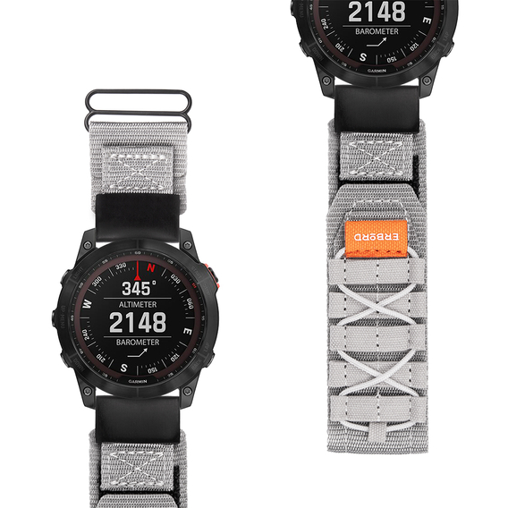 ERBORD Quickfit curea din nylon pentru Garmin Fenix 5/6/6 PRO/7, gri