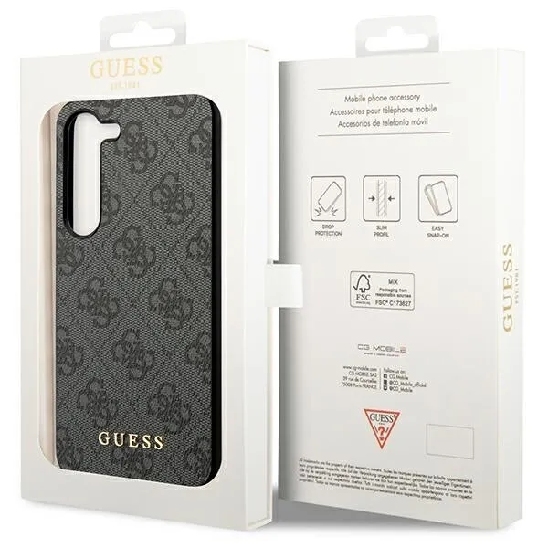 GUESS Huse pentru Samsung Galaxy S24+ Plus, 4G Metal Gold Logo, gri