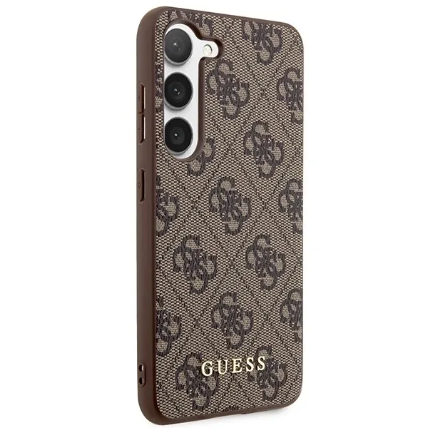 GUESS Huse pentru Samsung Galaxy S24+ Plus, 4G Metal Gold Logo, maro