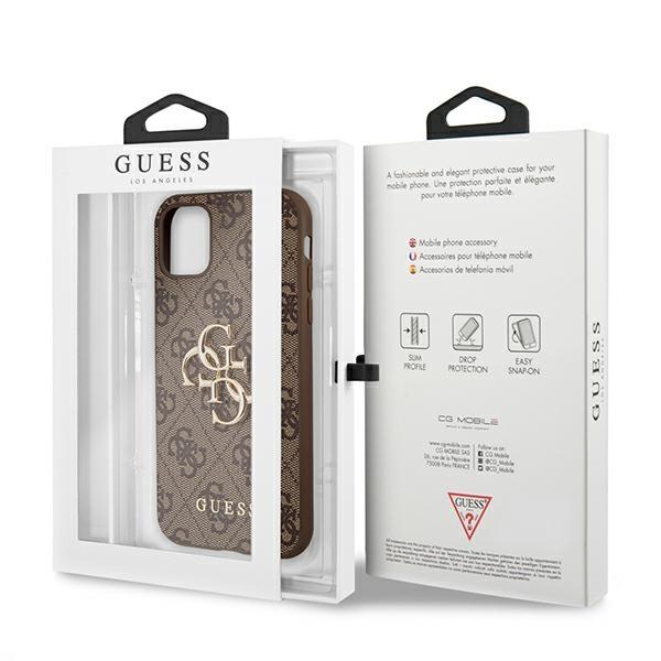 GUESS Huse pentru iPhone 11, 4G Big Metal Logo, maro