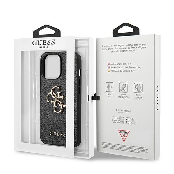 GUESS Huse pentru iPhone 13 / 13 Pro, 4G Big Metal Logo, gri