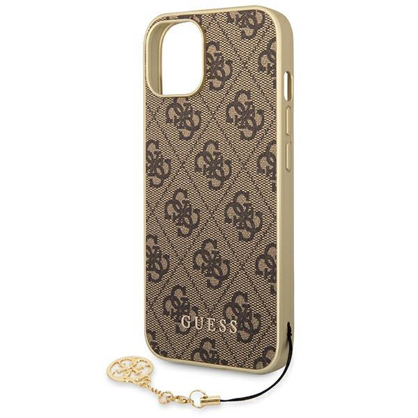 GUESS Huse pentru iPhone 14, 4G Charms Collection Hardcase, maro