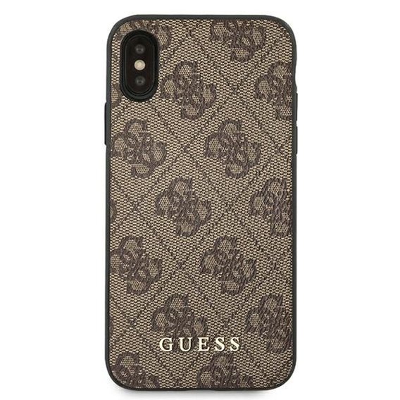 GUESS Huse pentru iPhone XS Max, 4G Metal Gold Logo, maro