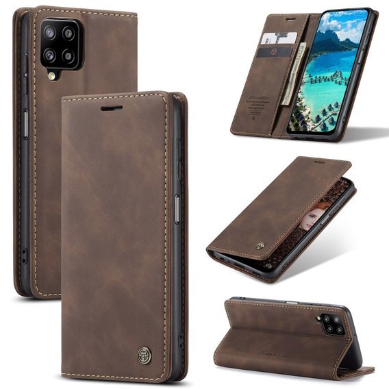 Husa CASEME pentru Samsung Galaxy A12 / M12 / A12 2021, Leather Wallet Case, cafea