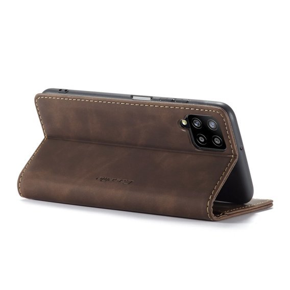 Husa CASEME pentru Samsung Galaxy A12 / M12 / A12 2021, Leather Wallet Case, cafea