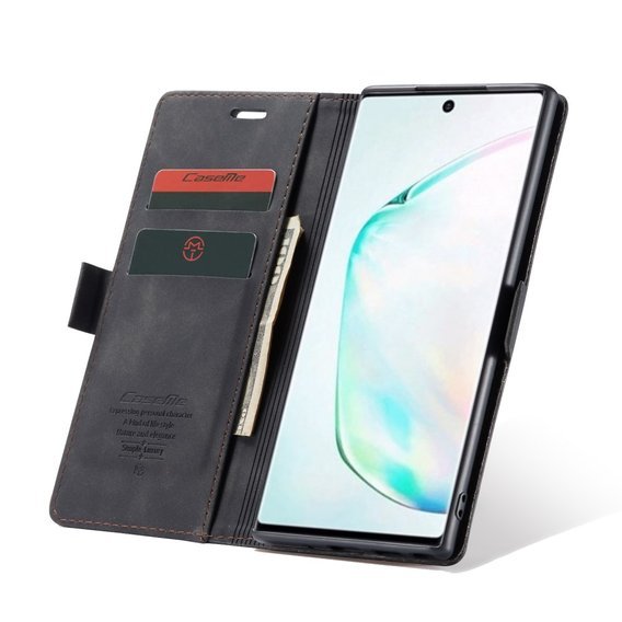 Husa CASEME pentru Samsung Galaxy Note 10 Plus/5G, Leather Wallet Case, negru