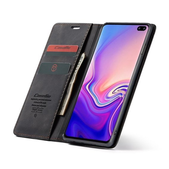 Husa CASEME pentru Samsung Galaxy S10, Leather Wallet Case, negru