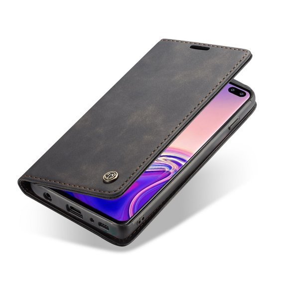 Husa CASEME pentru Samsung Galaxy S10, Leather Wallet Case, negru