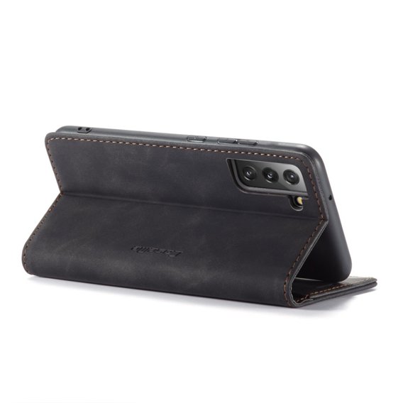 Husa CASEME pentru Samsung Galaxy S22+ Plus 5G, Leather Wallet Case, negru