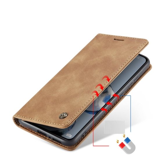 Husa CASEME pentru Xiaomi 12T / 12T Pro, Leather Wallet Case, maro