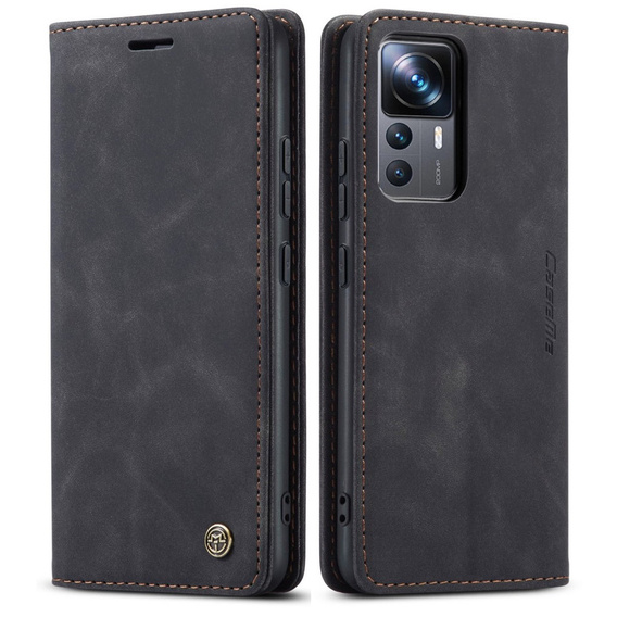 Husa CASEME pentru Xiaomi 12T / 12T Pro, Leather Wallet Case, negru