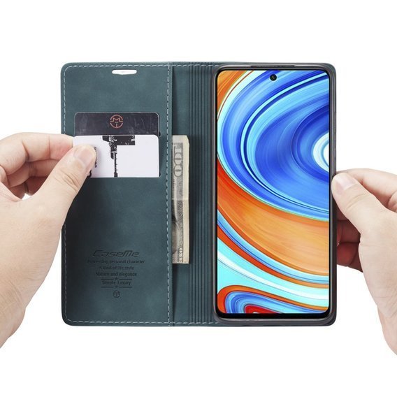 Husa CASEME pentru Xiaomi do Redmi Note 9s / 9 Pro, Leather Wallet Case, albastru