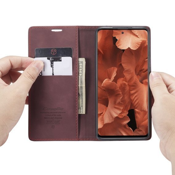 Husa CASEME pentru Xiaomi do Redmi Note 9s / 9 Pro, Leather Wallet Case, maroon