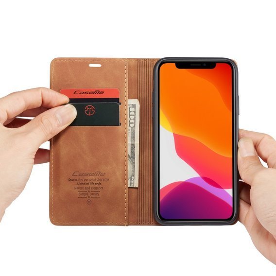 Husa CASEME pentru iPhone 11, Leather Wallet Case, verde