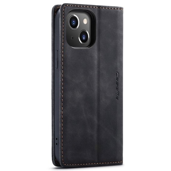 Husa CASEME pentru iPhone 14 Plus, Leather Wallet Case, negru