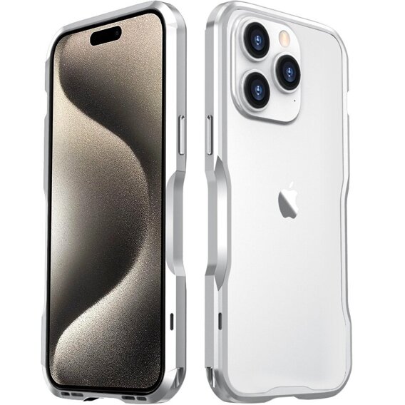 Husa LUPHIE pentru iPhone 15 Pro, Armor Bumper, de argint