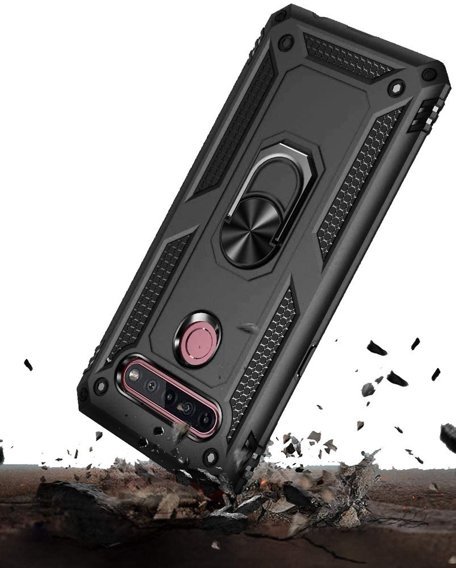 Husă blindată pentru LG K51S, Nox Case Ring, negru