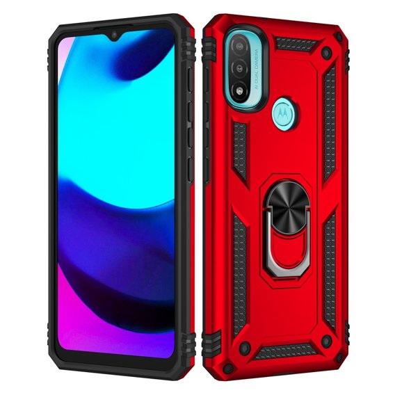 Husă blindată pentru Motorola Moto E20/E30/E40, Nox Case Ring, roșu