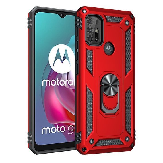 Husă blindată pentru Motorola Moto G10/G30, Nox Case Ring, roșu