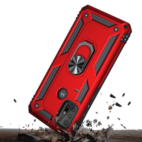 Husă blindată pentru Motorola Moto G10/G30, Nox Case Ring, roșu