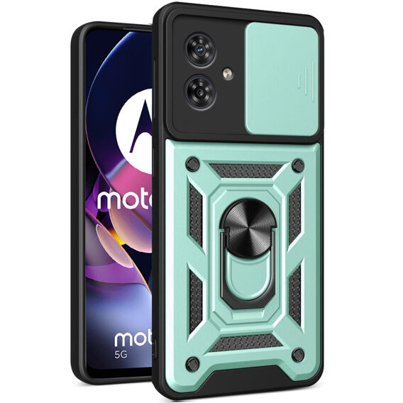 Husă blindată pentru Motorola Moto G54 5G, CamShield Slide, verde