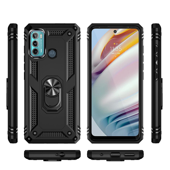 Husă blindată pentru Motorola Moto G60, Nox Case Ring, negru