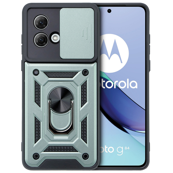 Husă blindată pentru Motorola Moto G84 5G, CamShield Slide, verde