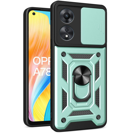 Husă blindată pentru Oppo A78 4G, CamShield Slide, verde