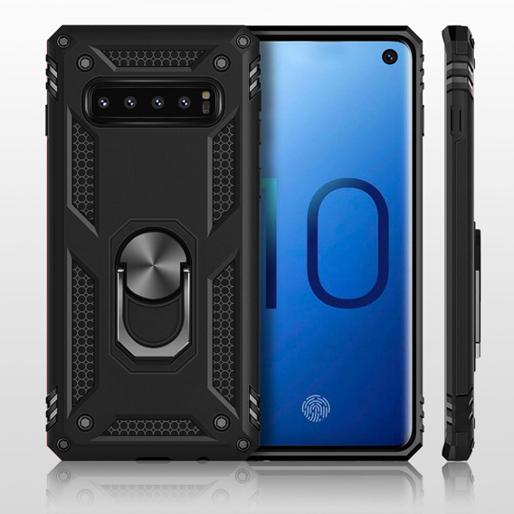 Husă blindată pentru Samsung Galaxy S10, Nox Case Ring, negru