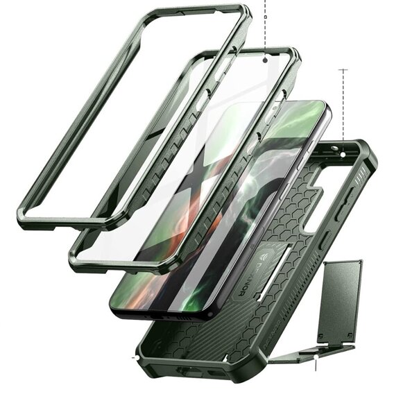 Husă blindată pentru Samsung Galaxy S23, Dexnor Full Body (Two Frames), verde