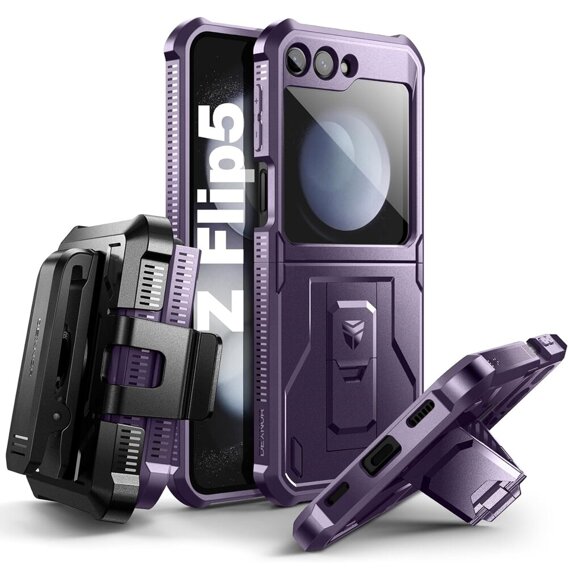 Husa blindată pentru Samsung Galaxy Z Flip 5 5G, Dexnor Clip Holder, violet