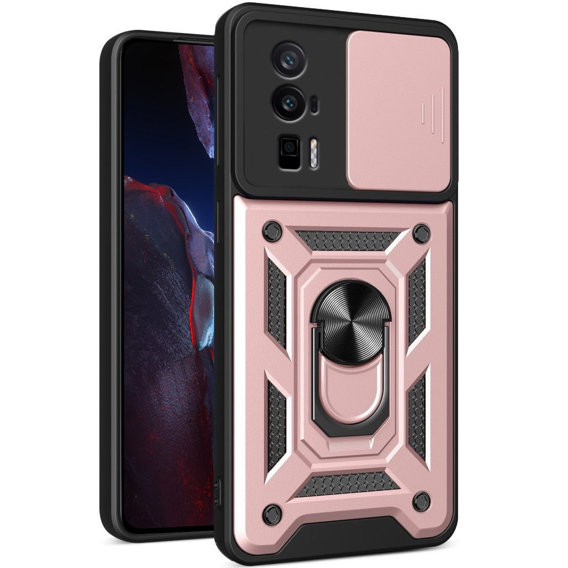 Husă blindată pentru Xiaomi Poco F5 Pro, CamShield Slide, roz rose gold