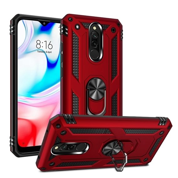 Husă blindată pentru Xiaomi Redmi 8 / 8A, Nox Case Ring, roșu